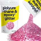 Hemway Polyurethane & Epoxy Resin Glitter 100g / 3.5oz Metallic Crystal Flake Additive for Flooring Jewelry Tumblers Glass Pigment - Extra Chunky (1/24" 0.040" 1mm) - Rose Pink