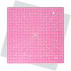 Headley Tools 17"x17" Rotating Cutting Mat, Self Healing Mat with 360-Degree Rotation & Anti-Slip Base, Sewing Board Cutting Mat Perfect for Fabric Quilting Leather Hobby Project, Pink