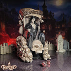 Forged Dice Co. Grim Bones Dice Tower with LED Skull Eyes - Hand Painted Grim Reaper Throne - Dice Rolling Tower Compatible with DND Accessories