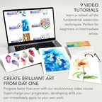 CHROMATEK Watercolor Paint Set - 62 Piece Kit - Video Tutorial Course - For Adults, Beginner & Professional Artists - 26 Tubes (12ml), Sketch Pad, 8 Painting Brushes, Aquapen, Palette, Masking Tape