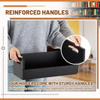 1 Set Wooden CD Storage Box Holder Shelf Cassette Tape Display Racks with Carrying Handles, Organizer Shelf for Movie Cases, DVDs, Each Set Can Store up to 36 Pcs CDs (Black)