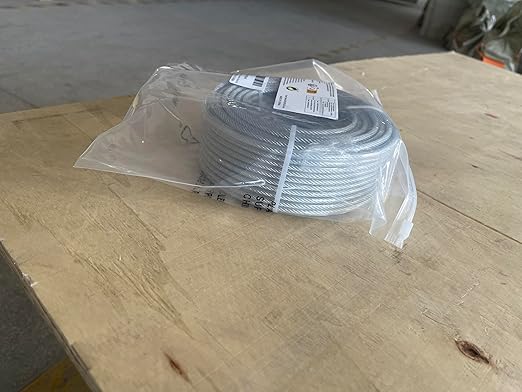 3/16" Wire Rope, 50Ft PVC Coated Steel Cable 7×7 Strand Core, Ideal Cable Railing System for Stair Handrail Balusters Porch Fence Deck, String Light Hanging, Clothesline, Curtains, Shade Sail