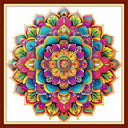 Dimensean Stamped Cross Stitch Kits Full Range of Embroidery Patterns Starter Kits for Beginners Adult or Kids DIY Cross Stitches Needlepoint Kits 11CT-Colorful Mandala 18x18 inch