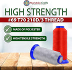 Mandala Crafts Gray Heavy Duty Thread -1500 Yds Tex 70 Thread for Sewing Drapery Jeans Leather Hair - Bonded Polyester Thread Outdoor Marine Upholstery Threads