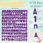 Alphabet Stickers, 1'' Inch, 12 Sheets, Deep Purple Letter Stickers, Self-Adhesive Vinyl, Mailbox Numbers, Classroom & Home Decor