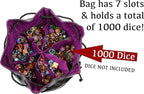 Forged Dice Co. Pouch of The Endless Hoard Dice Bag - Holds Over 1,000 Polyhedral Dice - Dice Storage Bag with 7 Pockets - Perfect for Bulk Dice - Rainbow Dragon Skin