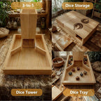 Wooden Dice Tower, DND Dice Roller with Tray, Portable Magnetic Die Roller Castle for Dungeons and Dragons, Board Game, D&D Tabletop Game and RPG Games