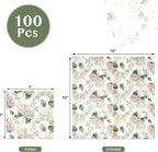 100 Pcs Hydrangea Scatter Floral Cocktail Beverage Napkins Hydrangeas Flowers Disposable Paper Dessert Napkin for Spring Summer Birthday Party Supplies