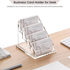 Acrylic Card Holder Clear Horizontal Business Card Organizer Stand for Desk 4 Slots 4 Tier Business Cards Stand for Women and Men,Office Desk Accessories,Organize 200 Cards-1 Pack(4Slots-H)