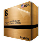 Trotec | Metallic Looking Acrylic Sheet | 12"x12"x1/16, 8 Pcs | Brushed Brass/Black | Metallic Finish - Scratch Resistant for Laser Engraving & Cutting,Printing,Glowforge,Name Plate | USA Made