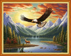 Joyhoor Cross Stitch Kits for Beginners Stamped Cross-Stitch Supplies Needlework preprint Embroidery Kits for Adults DIY Needlepoint Kits Embroidery Patterns 11CT-Eagle Hunting 16x20 inchs