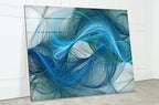 My Photostation.com 35.5Wx30H'' Blue Energy Abstract Wall Art – Fluid Motion Glass PrintTempered Glass Printing Wall Decor Large Wall Art Wall Hangings