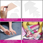 Quilting Acrylic Template Set | Precision Tools for Quilting Enthusiasts | Half Hexagon Design | Includes Sizes 4", 3", 2", 1" | 1/8 Clear Acrylic | 1/4" Seam Allowance for Accuracy