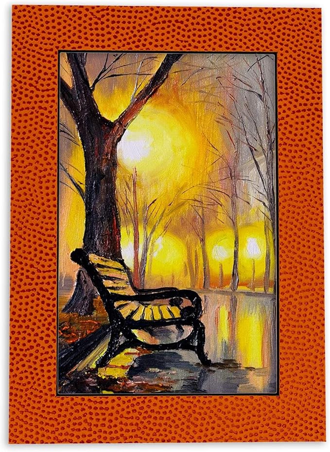 8x10 Mat Bevel Cut for 5.5x8.5 Photos - Acid Free Basketball Texture Precut Matboard With Backing Board and Crystal Clear, Self Seal Photo Mat Bag - For Pictures, Photos, Framing - 4-ply Thickness