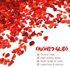 Crushed Glass for Resin Art - 3-6mm Red, 1.5lb | Broken Glass Pieces for Crafts, Vase Filler & Fire Pit Media | Decorative Stones (90% Red/10% Orange)