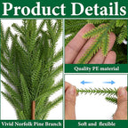 Watayo 15 Pcs Christmas Norfolk Pine Branches with Pine Cones, 19" Extra Length Fake Greenery Norfolk Pine Stems Sprigs, Artificial Xmas Branches Plants Pine Leaves for DIY Craft Garland Home Decor