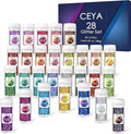 Ceya Holographic Chunky Glitter Set 28 Colors, 9.87oz/280g Craft Glitter Powder Mixed Chunky Fine Sparkle Flakes Each 15ml Iridescent Nail Sequins for Epoxy Resin Nail Art Tumbler Slime Festival Decor