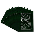 Pack of 25 Acid Free 11x14 Mats Bevel Cut for 8.5x11 Photos - Green Suede Precut Matboards With Backing Boards and Clear Photo Mat Bags For Pictures, Photos, Framing - 4-ply Thickness
