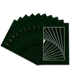 Pack of Ten Acid Free 11x14 Mats Bevel Cut for 8.5x11 Photos - Green Suede Precut Matboards With Backing Boards and Self Seal Photo Mat Bags For Pictures, Photos, Framing - 4-ply Thickness