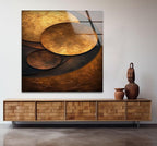 My Photostation.com 30Wx35.5H'' Bronze Art Deco Geometric Motifs Glass Wall Art Tempered Glass Printing Wall Decor Large Wall Art Wall Hangings