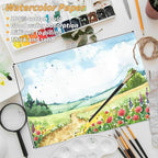 150 Sheets 100% Cotton Watercolor Paper Bulk -140LB/300GSM Art Paper-9 x 12 inch Painting & Craft Paper, Finger Paints, Watercolor, Tempera, Drawing, Art Room & Home School Crafts