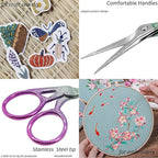 BIHRTC 3.6 Inch Small Crane Precision Detail Scissors Protective Leather Cover Stainless Steel Sharp Tip Needlepoint Scissors for Sewing Crafting Embroidery Scrapbooking
