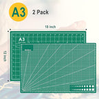 2 PCS Self Healing Cutting Mat 12" x 18": Sewing Rotary Cutting Mat for Crafts and Fabric Sewing Scrapbooking Quilting and Precision Cutting (2, Green)