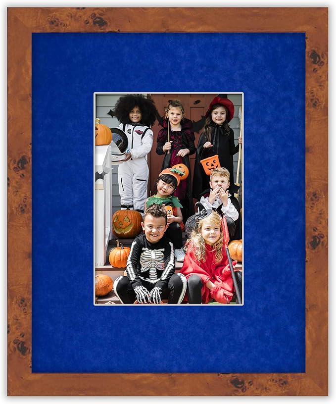 Poster Palooza 8x10 Mat Bevel Cut for 6x8 Photos - Acid Free Royal Blue Suede Precut Matboard - For Pictures, Photos, Framing - 4-ply Thickness