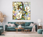 My Photostation.com 18Wx28H'' Stained Magnolia Glass Wall Art Tempered Glass Printing Wall Decor Large Wall Art Wall Hangings