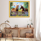 Hopeart Stamped Cross Stitch Kits for Beginner Embroidery Kits for Beginners Adults DIY 11CT Cross Stitch Patterns Needlepoint Kits Crossstitching Kits-Couple Horse 16x20 inch