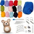 Incraftables Felting Needles Wool Roving Kit - Needle Felting Kit for Beginners, Adults & Kids – Wool Felting Kit with Plastic Eyes, Keychains, Glue & Accessories – 15 Colors