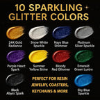 BALTIC DAY 10 Color Glitter Pigment Paste for Epoxy Resin, Mica Metallic Resin Pigment Set, Epoxy Colorant for Epoxy Art, Jewelry Making, Tumblers, Crafts & DIY Art Supplies Kit