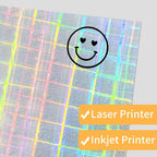 Printable Sticker Paper, 20 Sheets Printable Holographic Sticker Paper, Laser/Inkjet Printing- Holographic, Letter Size (8.5" x 11")