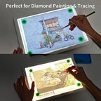 TOHETO Rechargeable A4 Light Board with Stand, Super Bright Magnetic Light Pad with Side Buttons, Wireless Light Box for Tracing and Drawing, Cordless LED Light Table for Diamond Painting White