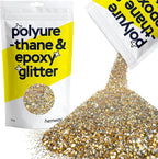 Hemway Polyurethane & Epoxy Resin Glitter 100g / 3.5oz Metallic Crystal Flake Additive for Flooring Jewelry Tumblers Glass Pigment - Fine (1/64" 0.015" 0.4mm) - Gold Silver