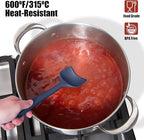 Heat Resistant Silicone Spoon Spatula, Doosu 600°F High Temp Flexible Cooking Spoons Kitchen Rubber Spoonula Scratch-Proof for Mixing Stirring Scraping Serving Non-Stick Cookware (11.4in, Navy Blue)