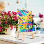 60 Pcs 5 Inch Mini Wood Display Easel, Small Wooden Easel Stand Art Craft Painting Triangle Stand Canvas Holder for Card Artist Photos Tabletop