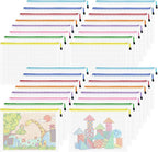 VVCO Mesh 32pcs Zipper Pouch Bags - A3 Size, 8 Color Mesh Zipper Pouches for Organizing, Board Game, Travel, School & Office