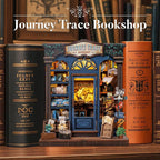 Fsolis Book Nook Kit, DIY Miniature Scene House Kit for Adults and Beginners Tiny House Mini Bookshop Model Bookshelf 3D Puzzles Nook Decor Gifts for Women Teenagers (Journey Trace Bookshop)