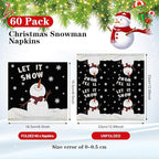60 Pcs Snowman Cocktail Paper Napkins 6. 5 x 6. 5 Inches Disposable Paper Napkins Dessert Beverage Napkin for Decoupage Luncheon Napkin for Party Wedding Birthday