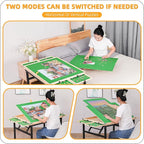 Puzzle Table and Board with 4 Drawers - Adjustable Tilting Angle, Wheels & No Assembly Folding Legs for 1500 Piece Jigsaw Puzzles - Wooden Cover Protection for Adults, Moms & Crafters