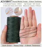 Heavy Duty Round Waxed Thread 0.8mm, 218 Yards, Dark Green, Bonded Thick Polyester Wax Coated Cord for Leather Sewing, Upholstery, Whipping Twine, Basket Weaving and Macrame Making
