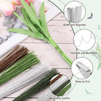 PATIKIL 32 Inch 22 Gauge Floral Stem Wire, 2 Pack/80 Pieces Bouquet Stem Paper Wrapped for DIY Crafts Flower Arrangements, Silver Tone