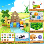 Magnetic Blocks Building Toys for Kids: Magnetic Blocks for Kids Ages 3-4, 8-12, 1" Magnet Cubes STEM Toys for Boys & Girls,Christmas Birthday Gifts for Toddler Ages 3+, 48PCS Blocks Farm Theme