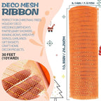 Anivia Deco Mesh Ribbon, 10inch x 30 Feet Each Roll Metallic Foil Mesh Ribbon for Wreaths Swags, Holloween, and Christmas Tree Decoration (Orange/Orange Foil)