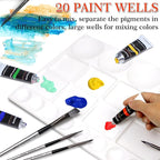 DUGATO Large Paint Palette Trays (2 Pack, 10x13) - 20-Well Plastic Mixing Palettes for Acrylic, Oil, Watercolor & Gouache Paints - Artist Supplies
