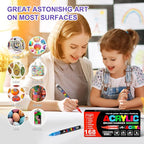 DICEKOO 168 Colors Acrylic Paint Markers, Soft Brush Tip Pens with Automatic Ink Control System, Waterproof, Quick-Drying, Lightfast, for Rock Painting, Canvas, Wood, Egg & DIY Crafts Art Supplies