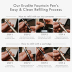 Wordsworth & Black Fountain Pen Set, 18K Gilded Fine Nib, Includes 24 Pack Ink Cartridges, Ink Refill Converter & Gift Box, Gold Finish, Calligraphy, [Imperial Blue], Perfect for Men & Women