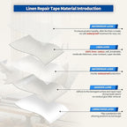 KING MOUNTAIN Linen Repair Patches, Self-Adhesive Linen Fabric Patches, 4 X 63 inch Extra Size, Multi Color, Can be Used for Linen Sofa Repair and Linen Clothes Repair (White)