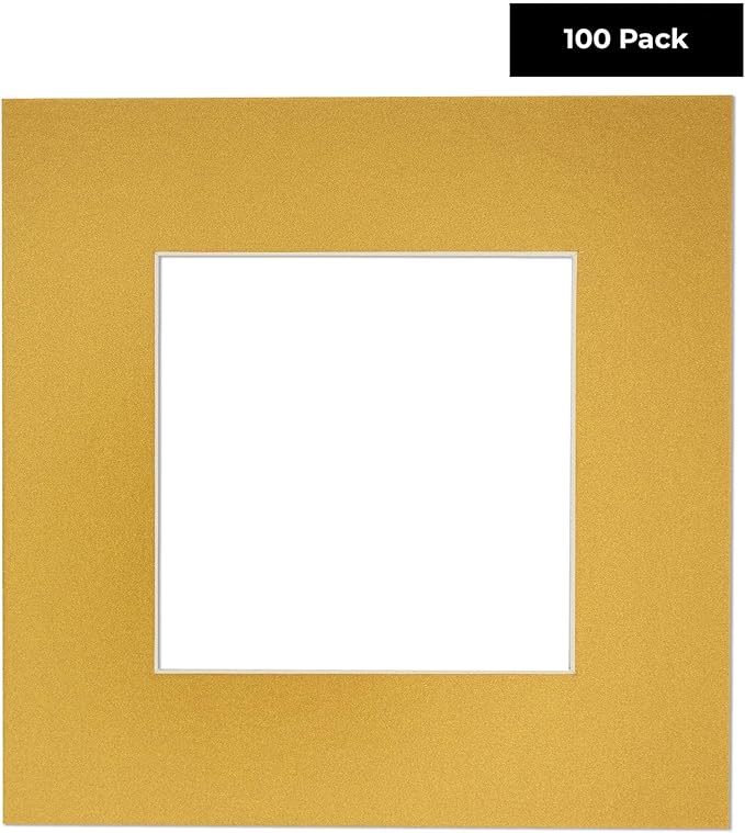 5x7 Mat for 8.5x11 Frame - Precut Mat Board Acid-Free Metallic Gold 5x7 Photo Matte For a 8.5x11 Picture Frame, Premium Matboard for Family Photos, Show Kits, Art, Picture Framing, Pack of 100 Mats